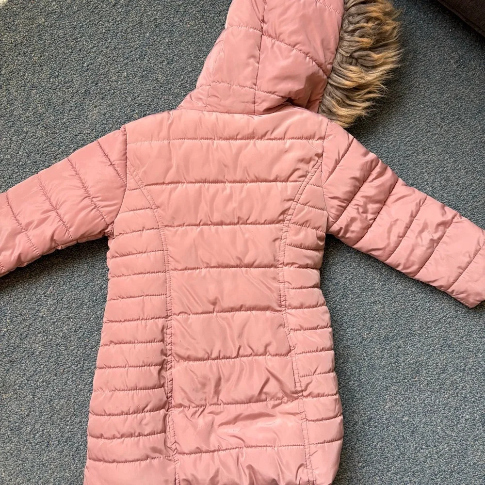 Next Pink Puffer Jacket with Faux Fur Hood